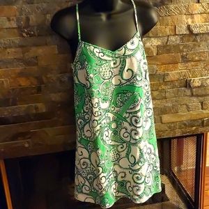 Lilly Pulitzer XS Silk Shift Dress with Octopus Motif - Green, White & Navy
